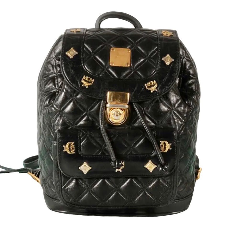 MCM Quilted Leather Small Backpack  Black